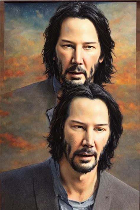 Beautiful Oil Painting Of Keanu Reeves By Chie Yoshii Stable