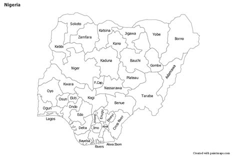 4 Free Printable Nigeria Blank Map And Labeled In Pdf World Map With Images