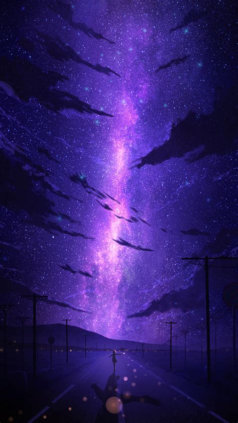 Starry Stars Night Sky Anime 4k 6500f Wallpaper Iphone Phone