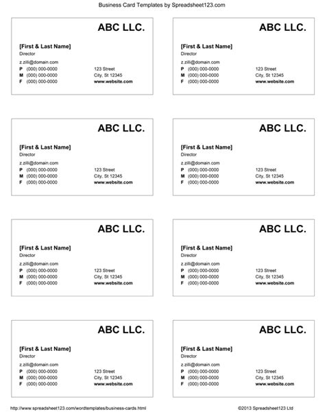 Business Card Templates for Word