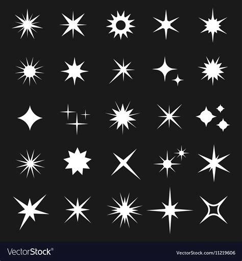 White Twinkling Stars Isolated On Dark Royalty Free Vector