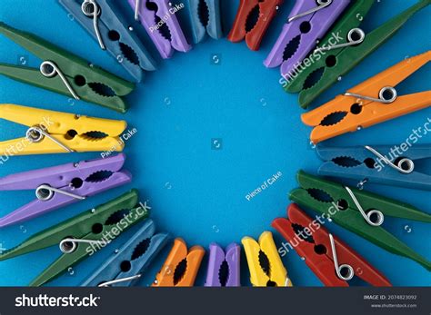 Circle Made Colorful Pins Clothes On Stock Photo 2074823092 Shutterstock