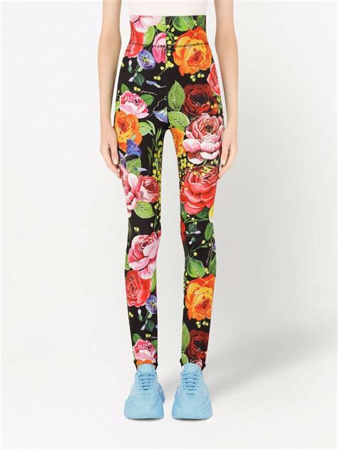 dolce and gabbana floral print high waisted leggings farfetch