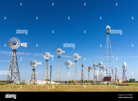 Collection Of Windmills In Montague Texas Stock Photo Alamy