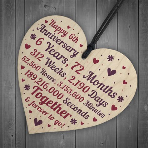 Anniversary Wooden Heart To Celebrate 6th Wedding Anniversary