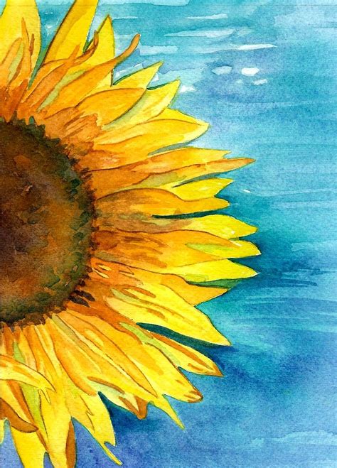 Original Watercolor Sunflower 5x7 Sunflower Watercolor Painting