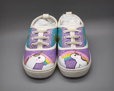 Childrens Hand Painted Unicorn Sneakers Customized By Cnkmama On