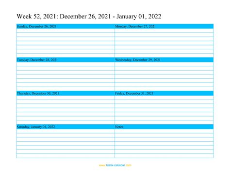 2022 Weekly Calendar Template Word Customize And Print
