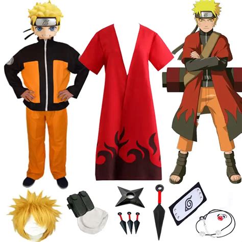 Anime Naruto Uzumaki Naruto Cosplay Costume Full Set Ninja Uniform