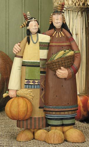 Indian Couple Figurine Harvest Folk Art Figurines And Thanksgiving