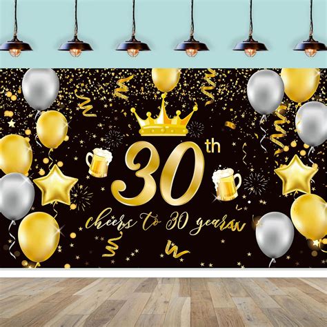Amazon Com Mocossmy Th Birthday Background Banner Party Decoration Extra Large Black Gold
