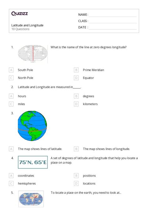 50 Latitude And Longitude Worksheets For 5th Grade On Quizizz Free