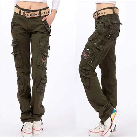 fashion full pants 2017 women casual loose jogger cargo pants woman army green overalls trousers