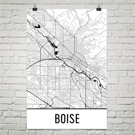 Boise Idaho Street Map Poster Wall Print By Modern Map Art