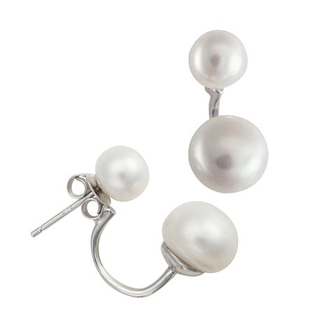 Sterling Silver Double Pearl Earrings Dog House Pearls