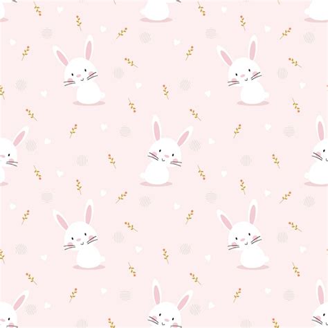 Premium Vector Cute White Bunny Seamless Pattern