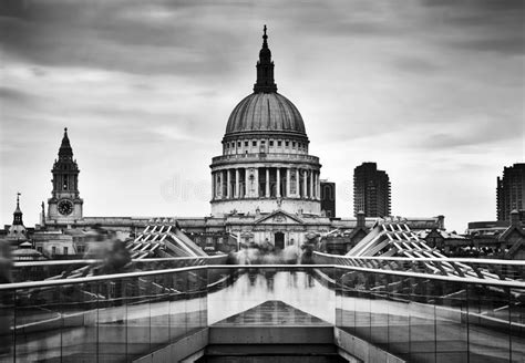 St Paul S Cathedral Dome Seen From Millenium Bridge In London The Uk