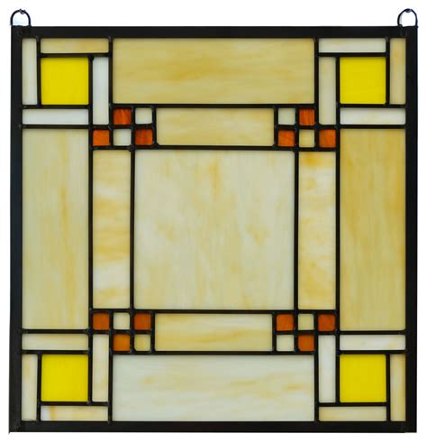 Stained Glass Window Frank Lloyd Wright Panel Prairie Style 16 X 16 Craftsman Stained