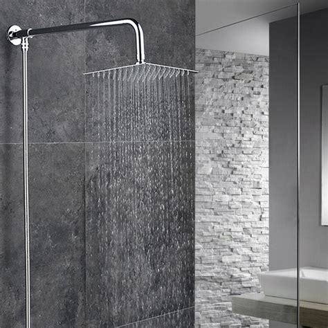 large 12 inch square stainless steel rain shower head rainfall style showerhead 7625754547491 ebay