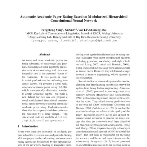Automatic Academic Paper Rating Based On Modularized Hierarchical