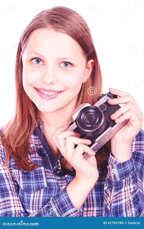 Teen Girl With Camera Stock Photo Image Of Person Objective 42703780