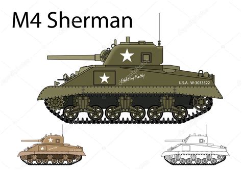 American Ww2 M4 Sherman Medium Tank — Stock Vector