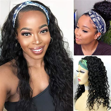 Human Hair Headband Wigs For Black Women Curly 9a