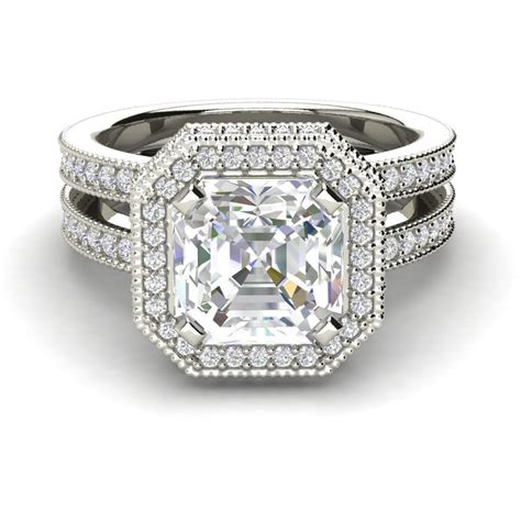 325 Carat Vs2 Clarity F Color Asscher Cut Diamond Engagement Ring