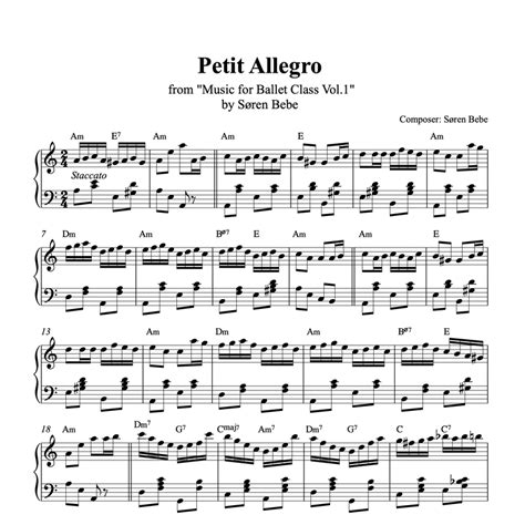 Petit Allegro Ballet Class Sheet Music By Søren Bebe Pdf