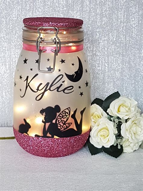 Large Personalised Fairy Night Light Jar Personalised Fairy Etsy Uk
