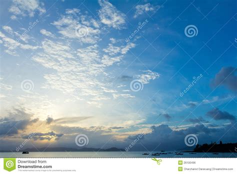 Tropical Beach Sunset Sky With Lighted Clouds Stock Photo Image Of Lagoon Destinations 26100496