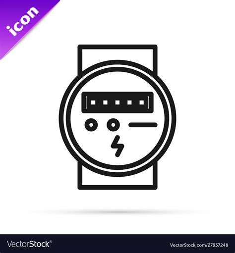 Black Line Electric Meter Icon Isolated On White Vector Image