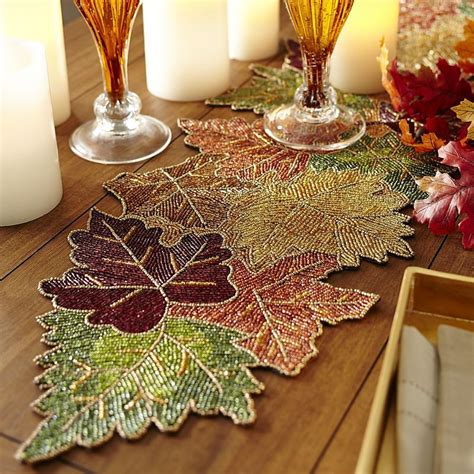 Beaded Leaves Table Runner Petal Table Art And Craft Videos Fall Decor