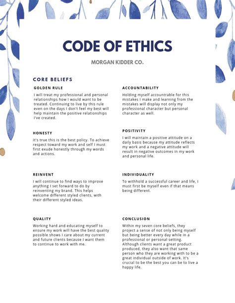 Personal Code Of Ethics What Are Examples Of Ethical Values Career