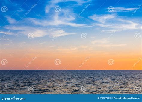 Natural Seacoast Skyline After Sunset Stock Photo Image Of Flow