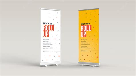 Premium Psd Mockup Of Standing Banner And Roll Up Banner