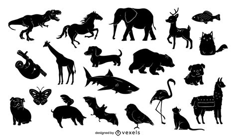 Conjunto De Diseño De Silueta De Animales Descargar Vector