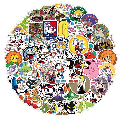 Buy Cuphead Stickers For Car Laptop Pvc Backpack Water Bottle Pad