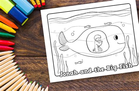 Jonah And The Big Fish Printable Coloring Sheet Ministryark