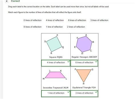 Match Each Figure To The Number Of Lines Of Reflection That Will