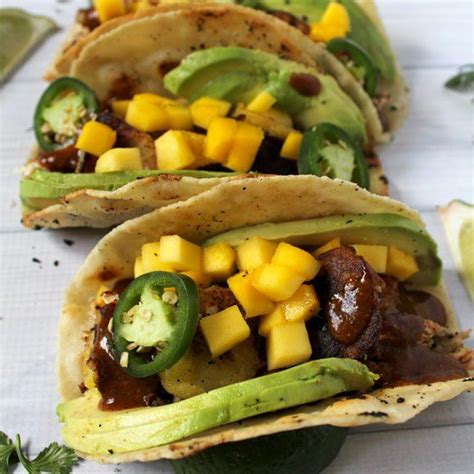 Jamaican Jerk Chicken Tacos With Mole And Fried Plantains Recipe Jamaican Recipes Delicious