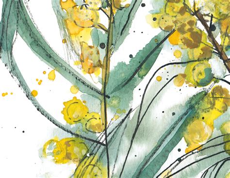 Original Watercolor Painting Of Mimosa Tree Floral Original Etsy