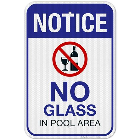 No Glass In Pool Area Sign Pool Sign