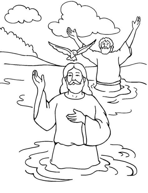 Jesus Baptism with Holy Spirit in John the Baptist Coloring Page - NetArt