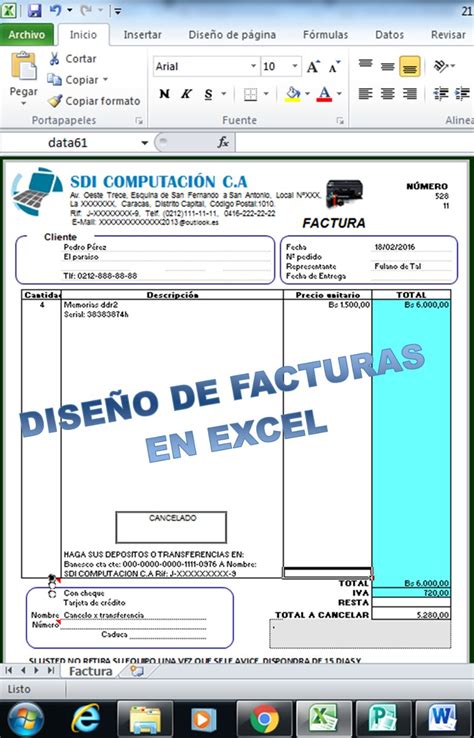 Plantillas En Facturas En Excel Digital Notas De Entrega Bs 350000