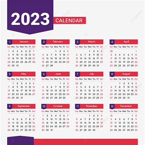 Calendario 2023 In Colore Rosso Nuovo Anno 2023 Calendario Png E Vector Per Il Download Gratuito