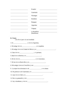 spanish speaking countries worksheet answers worksheet project list