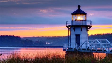 Beautiful Landscape Ocean Sunset Sunrise Lighthouse Feellng