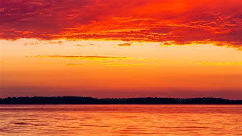 Water Sunset Horizon Bright Shore Twilight 4k Hd Wallpaper