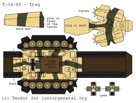 Iraq T34 85 3d Fold Up Paper Miniature Paper Models Paper Tanks